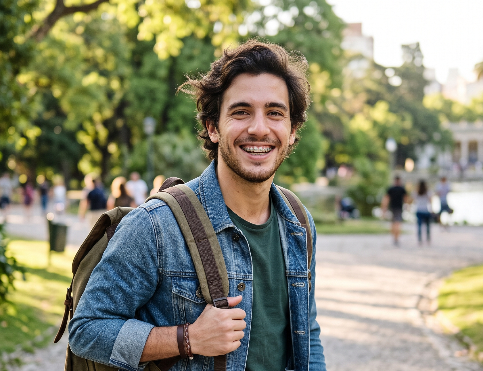 Persona sonriendo felizmente